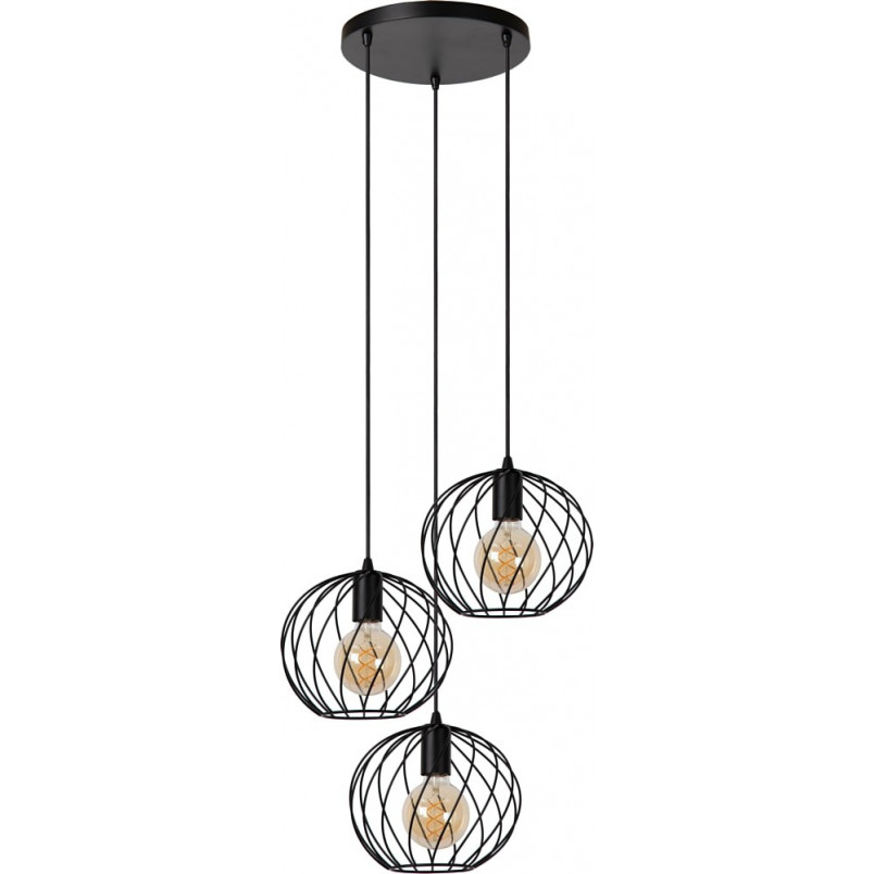 Lampa wisząca Danza | 3 czarne kule | Lucide