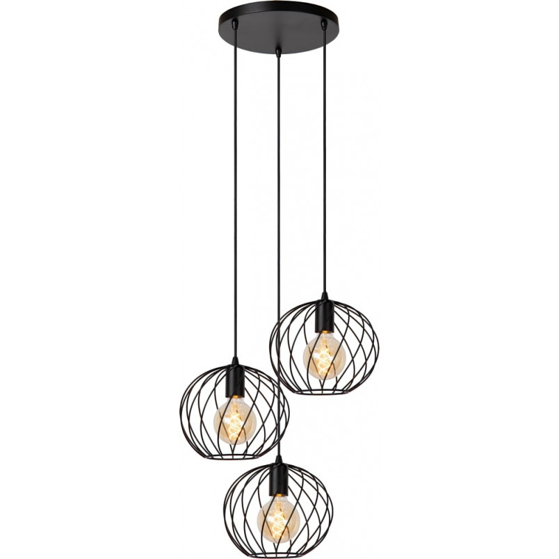 Lampa wisząca Danza | 3 czarne kule | Lucide