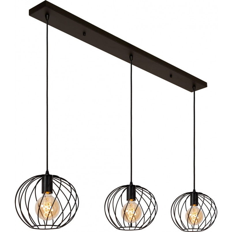 Lampa wisząca 3 druciane kule Danza 130cm czarna Lucide