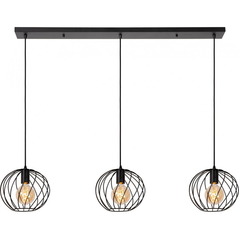 Lampa wisząca 3 druciane kule Danza 130cm czarna Lucide