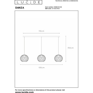 Lampa wisząca 3 druciane kule Danza 130cm czarna Lucide