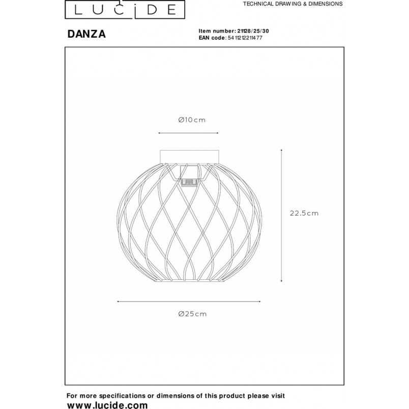 Plafon Lucide Danza 25cm Czarny | Loftowa Klatka