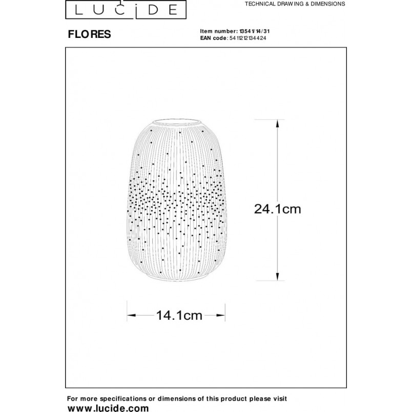 Lampa stołowa porcelanowa Flores 24cm biała Lucide