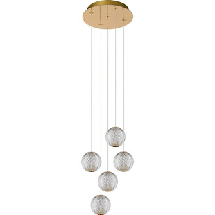 Lampa wisząca glamour Cintra V 32cm przeźroczysty / mosiądz Lucide
