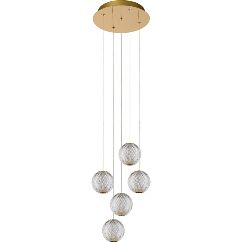 Lampa wisząca glamour Cintra V 32cm przeźroczysty / mosiądz Lucide