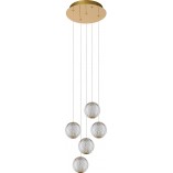 Lampa wisząca glamour Cintra V 32cm przeźroczysty / mosiądz Lucide