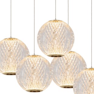 Lampa wisząca glamour Cintra V 32cm przeźroczysty / mosiądz Lucide