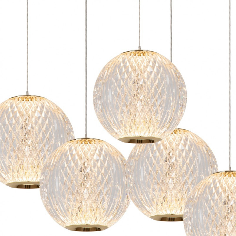 Lampa wisząca glamour Cintra V 32cm przeźroczysty / mosiądz Lucide