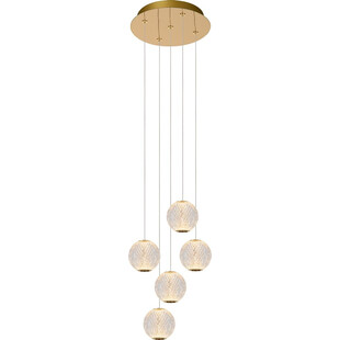 Lampa wisząca glamour Cintra V 32cm przeźroczysty / mosiądz Lucide