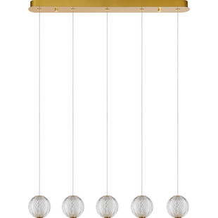 Lampa wisząca glamour Cintra V 84cm przeźroczysty / mosiądz Lucide