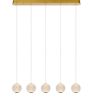 Lampa wisząca glamour Cintra V 84cm przeźroczysty / mosiądz Lucide