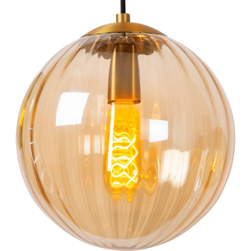 Lampa wisząca 3 szklane kule Monsaraz zielony / bursztynowy Lucide