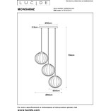 Lampa wisząca 3 szklane kule Monsaraz zielony / bursztynowy Lucide