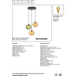 Lampa wisząca 3 szklane kule Monsaraz zielony / bursztynowy Lucide