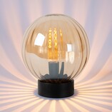 Lampa stołowa szklana kula Monsaraz 25cm bursztynowa Lucide