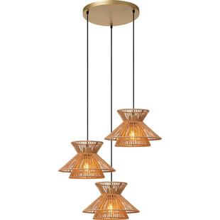 Lampa Wisząca Boho Tasman III | Lucide - Brązowa, Papierowa