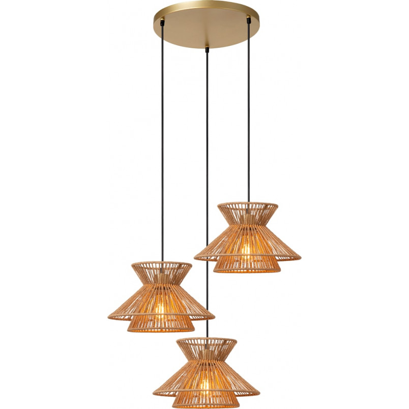 Lampa Wisząca Boho Tasman III | Lucide - Brązowa, Papierowa