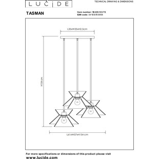Lampa Wisząca Boho Tasman III | Lucide - Brązowa, Papierowa