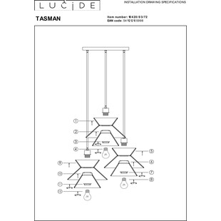 Lampa Wisząca Boho Tasman III | Lucide - Brązowa, Papierowa