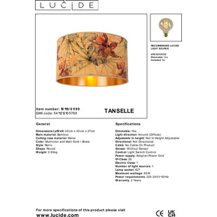 Plafon bambusowy Tanselle 40cm | Lucide - Boho & Eko