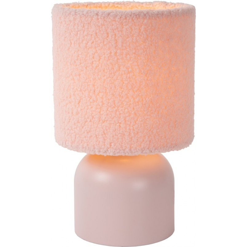 Lampa stołowa z wełnianym kloszem Woolly różowa Lucide