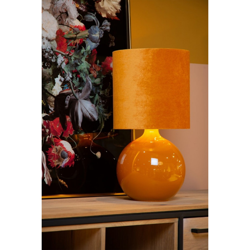 Lampa stołowa szklana podstawa Esterad żółta Lucide