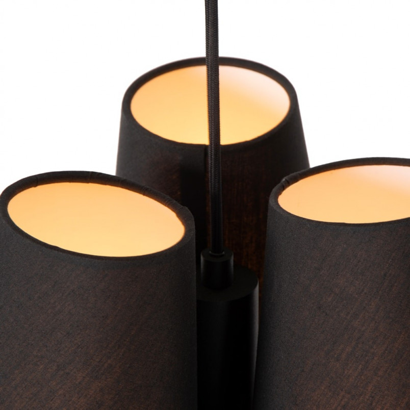 Lampa wisząca z 3 abażurami Gregory 34cm czarna Lucide