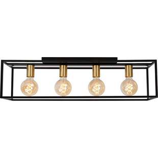 Plafon druciany loft Ruben 80cm czarny / mosiądz Lucide