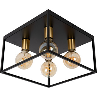 Plafon druciany loft Ruben 36x36cm czarny / mosiądz Lucide