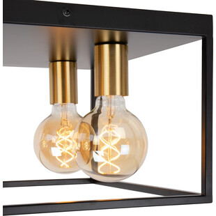Plafon druciany loft Ruben 36x36cm czarny / mosiądz Lucide