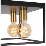 Plafon druciany loft Ruben 36x36cm czarny / mosiądz Lucide