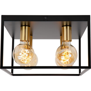 Plafon druciany loft Ruben 36x36cm czarny / mosiądz Lucide
