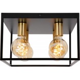 Plafon druciany loft Ruben 36x36cm czarny / mosiądz Lucide