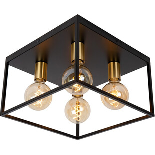 Plafon druciany loft Ruben 36x36cm czarny / mosiądz Lucide