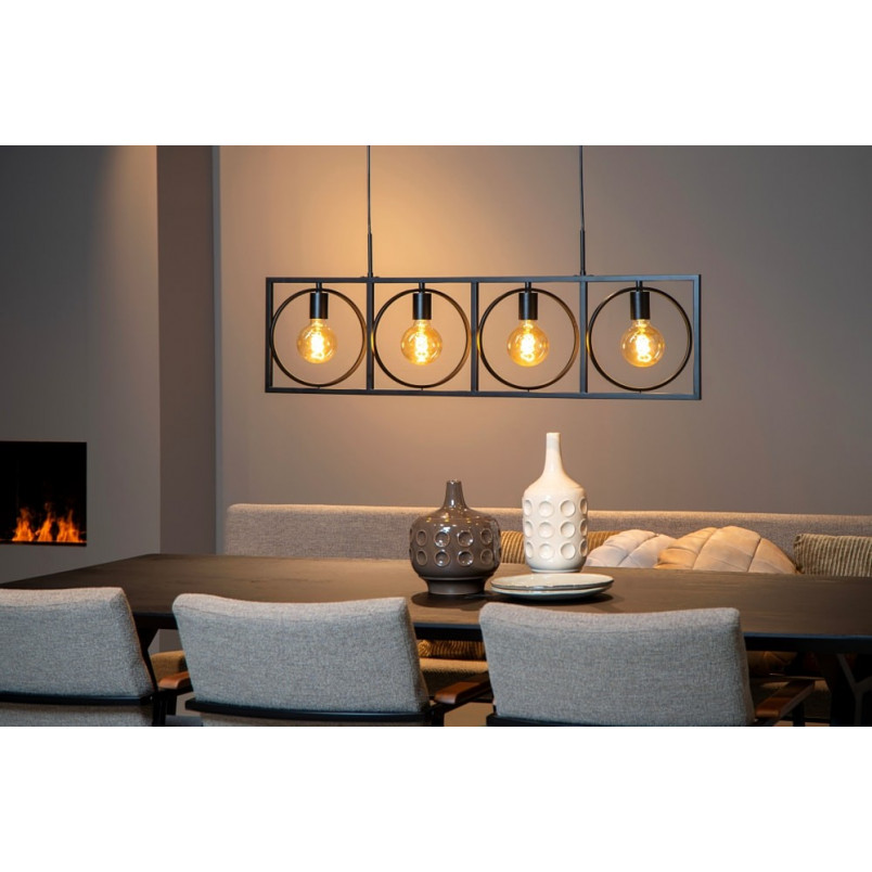 Lampa Wisząca Loft Suus | 4 punkty | Czarna | Lucide