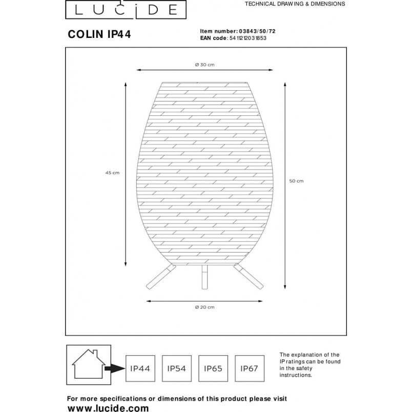 Lampa Ogrodowa Boho Colin LED | Lucide - 50cm, Brązowa