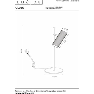 Lampa biurkowa Clubs czarna | Regulowana, Metalowa | Lucide