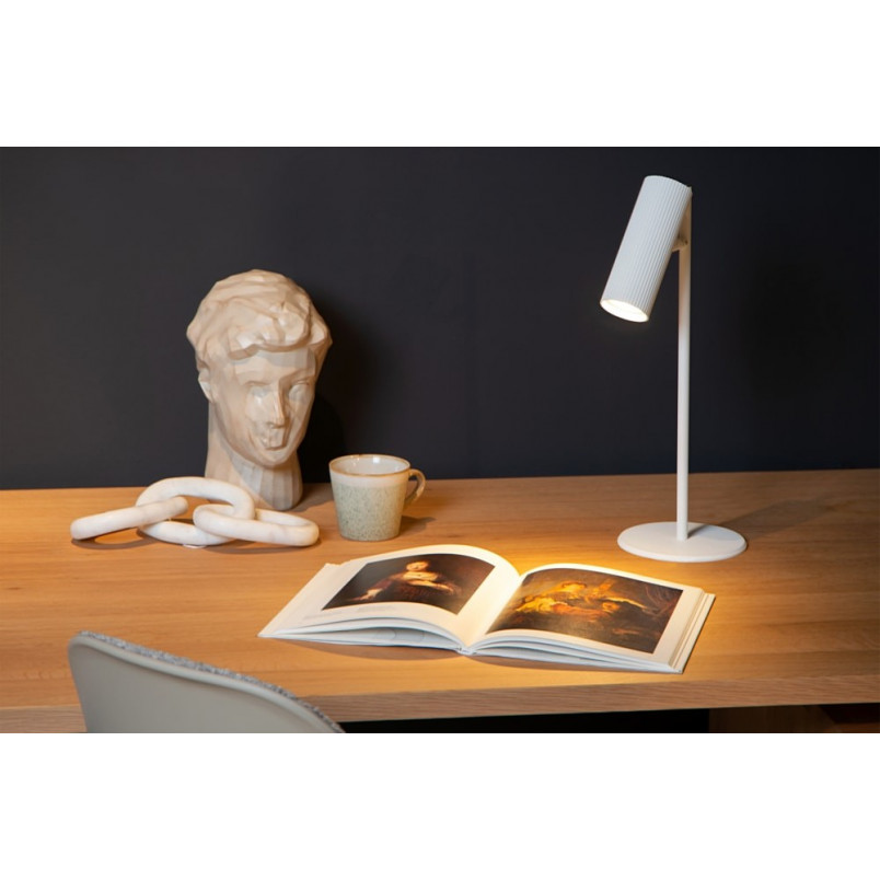 Lampa biurkowa Clubs biała Lucide | Regulowana i minimalistyczna