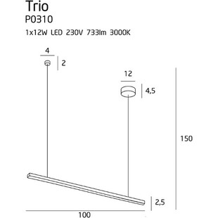 Lampa wisząca Trio LED 100cm czarna MaxLight - Nowoczesny Design