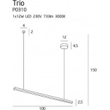 Lampa wisząca Trio LED 100cm czarna MaxLight - Nowoczesny Design