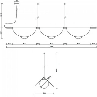 Lampa wisząca designerska potrójna Sallo C 150cm biała Ummo