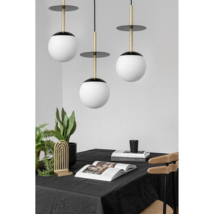 Lampa wisząca 3 szklane kule na listwie Plaat A 130cm biały / czarny / złoty Ummo