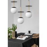 Lampa wisząca 3 szklane kule na listwie Plaat A 130cm biały / czarny / złoty Ummo