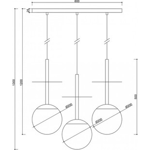 Lampa wisząca 3 szklane kule na listwie Plaat A 130cm biały / czarny / złoty Ummo