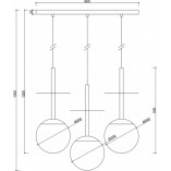 Lampa wisząca 3 szklane kule na listwie Plaat A 130cm biały / czarny / złoty Ummo