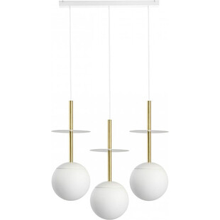 Lampa wisząca 3 szklane kule na listwie Plaat A 130cm biały / złoty Ummo