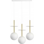 Lampa Wisząca 3 Kule Szklane Biało-Złota | Ummo