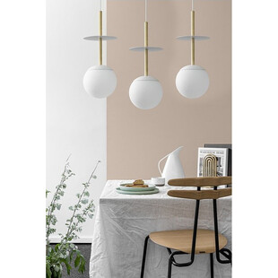 Lampa wisząca 3 szklane kule na listwie Plaat A 130cm biały / złoty Ummo