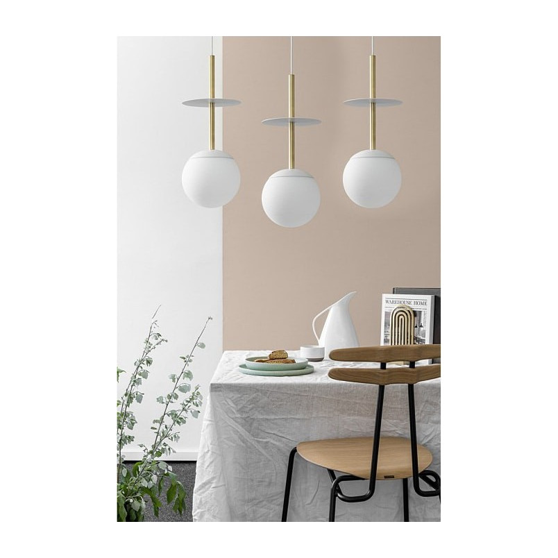 Lampa Wisząca 3 Kule Szklane Biało-Złota | Ummo