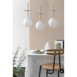 Lampa Wisząca 3 Kule Szklane Biało-Złota | Ummo